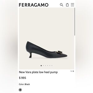 Salvatore Ferragamo Black Zelma Low Heel Pumps size 6.5